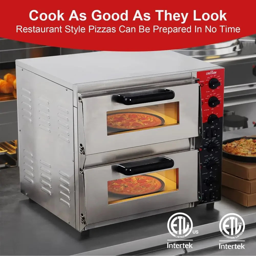 Commercial Double Deck Countertop Pizza Oven ETL Certified