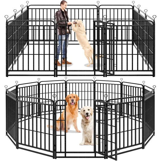 Dog Playpen Outdoor 12 Panels Heavy Duty Dog Fence 40" Height with Thick Pipe Anti-Rust with Doors Portable