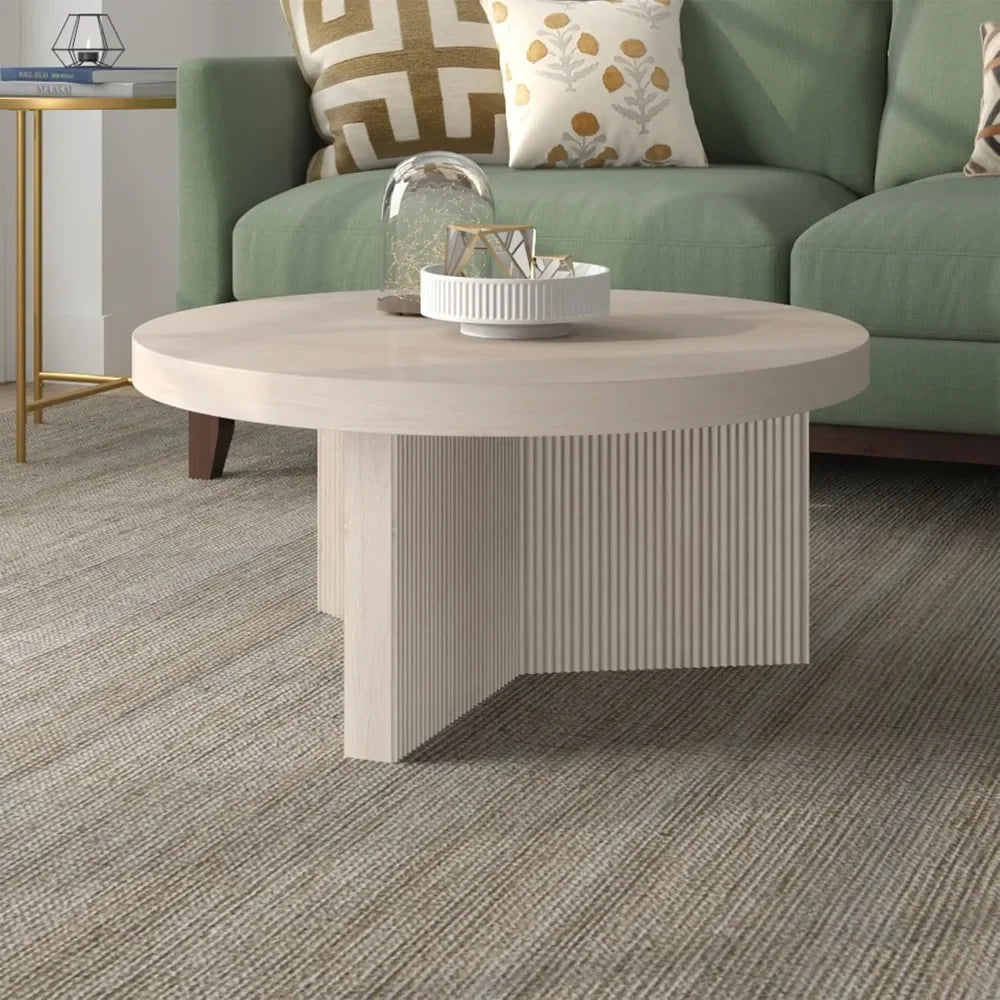 Coffee Table, 32" Wide,Table is made of high-quality and durable MDF and PVC materials,White,Living Room Furniture