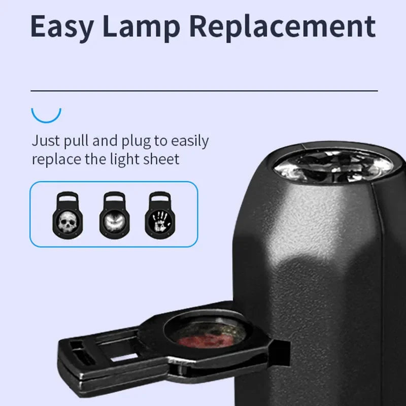 5V Projection Lights Planet Moon Lamp USB Night Light Halloween Christmas Ambiance Skull Ghost Switchable Pattern Projection