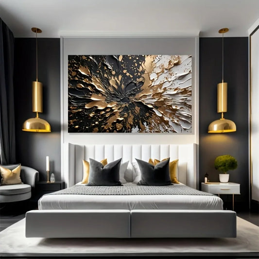 Modern Abstract Ink Splash Wall Mural With Wood Frame