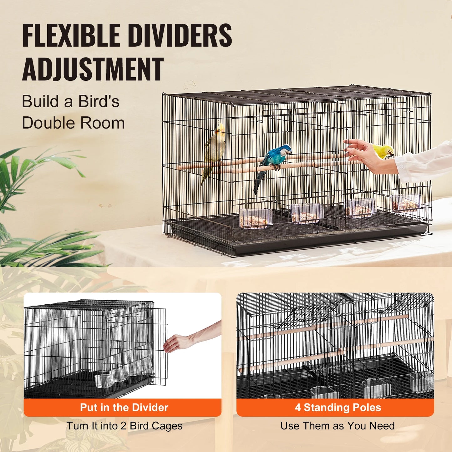 SucceBuy Travel Bird Cage With Handle And Stackable Divider