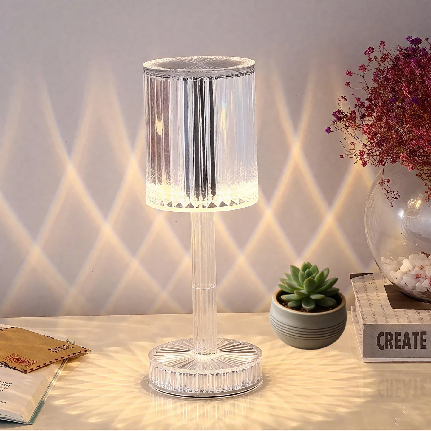 The LED Table Lamp With A High-end Line Crystal Lamp Is Suitable For Bedrooms, Staircases, Kitchens, Piano Rooms And Dance Studi