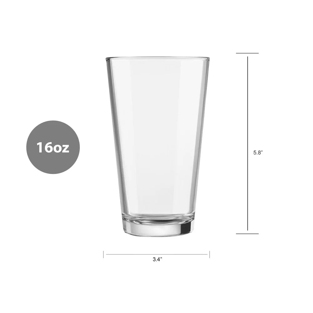 4 Pack Everyday Clear Pint Glasses Durable 16oz Tumbler Beer Water Smoothie Versatile Use Dishwasher Safe Classic Design Stylish