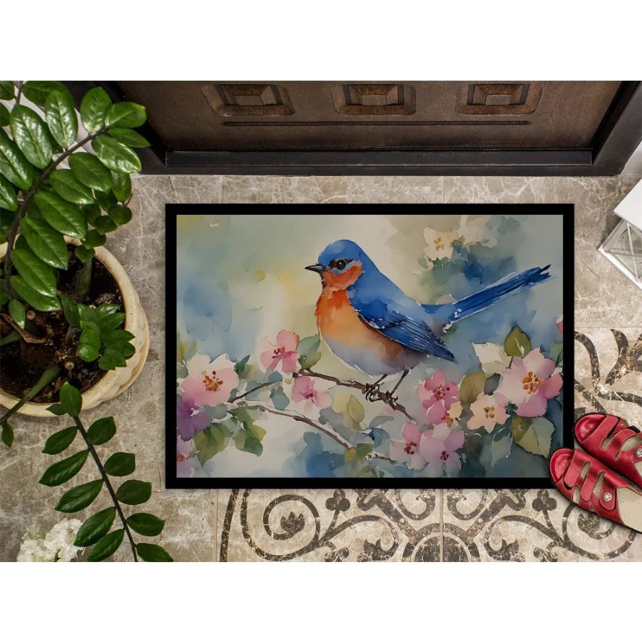 Bluebird Doormat Front Door Mat Indoor Outdoor Rugs for Entryway Non Slip Washable Low Pile 24H X 36W