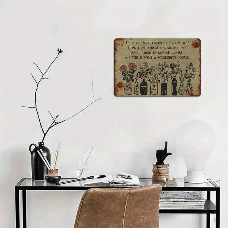 Farmhouse Retro Tin Painting For Home Office Decor Ideas