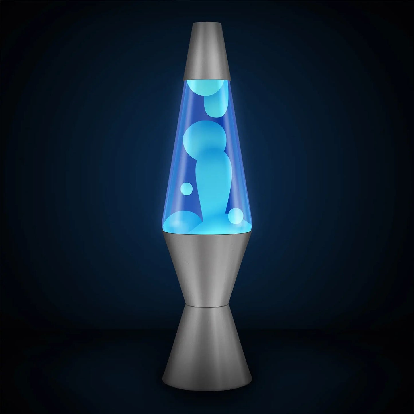 【14.5" White Wax Lava Lamp】Blue Liquid, Silver Base, 25W Bulb. Mood Lighting for Bedroom