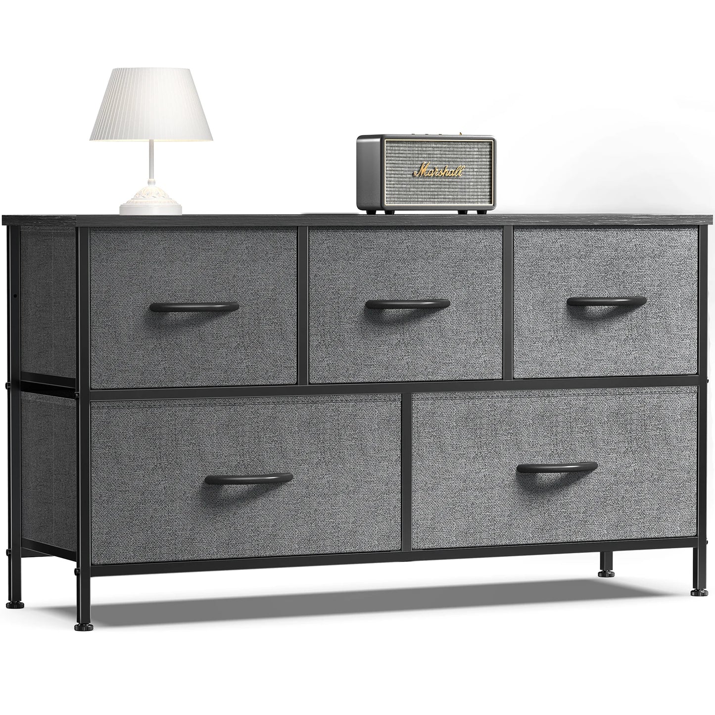 Modern Living Room Display Cabinet With Fabric Drawers and Steel Frame