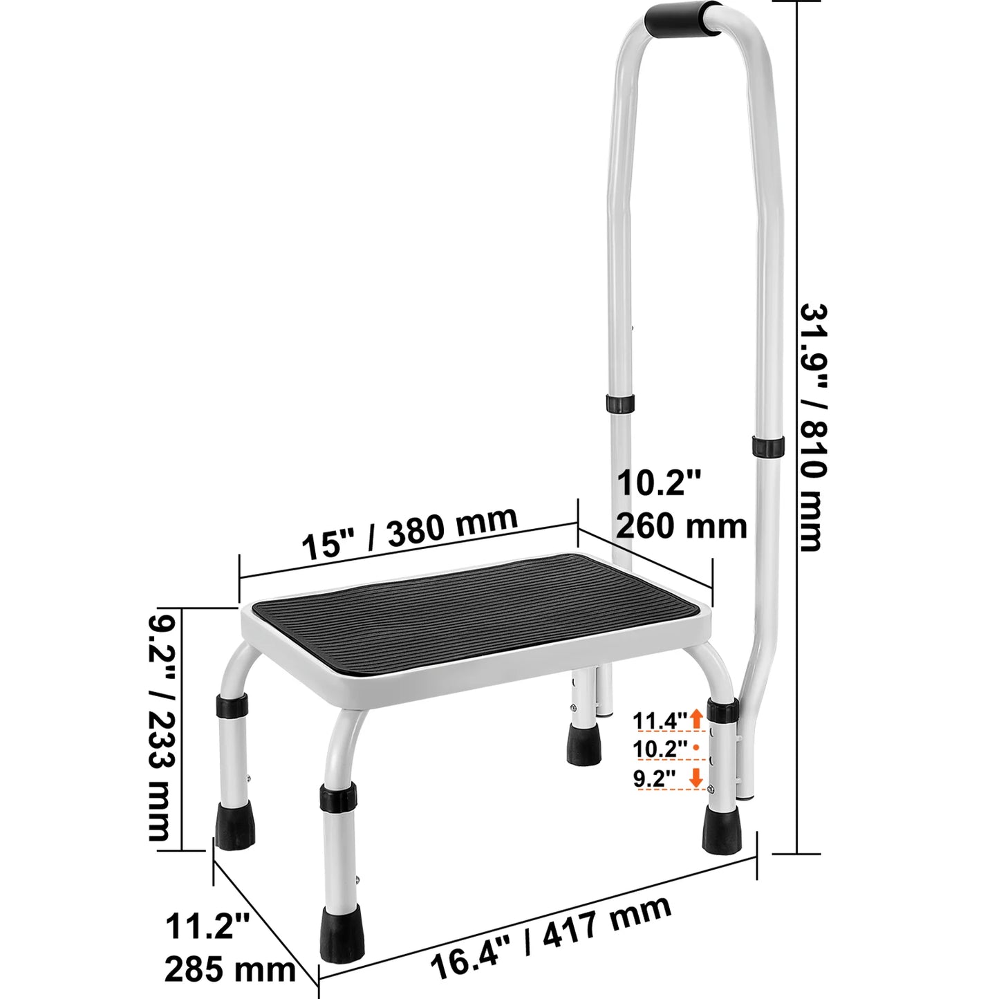 SucceBuy Step Stool 1 Step 330 lbs Capacity Adjustable Height Toddlers Adults Non Slip Sturdy For Office Pets Bathrooms Bedrooms