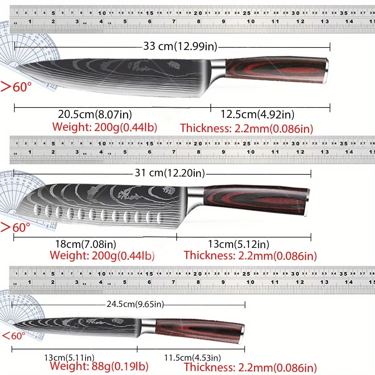 Professional Kitchen Chef Knife Set with Portable Knife Roll