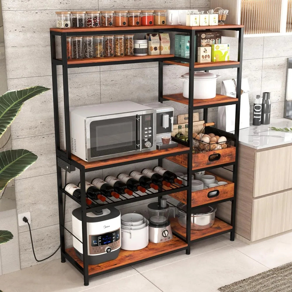 Two-Piece Sideboard Buffet Cabinet Set with 59 Storage and Adjustable Shelves, Accent Storage Cabinet for Home Dining Room