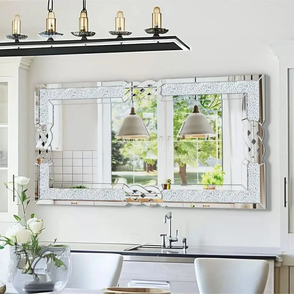 Large Crystal Crush Diamond Decorative Wall Mirror for Home