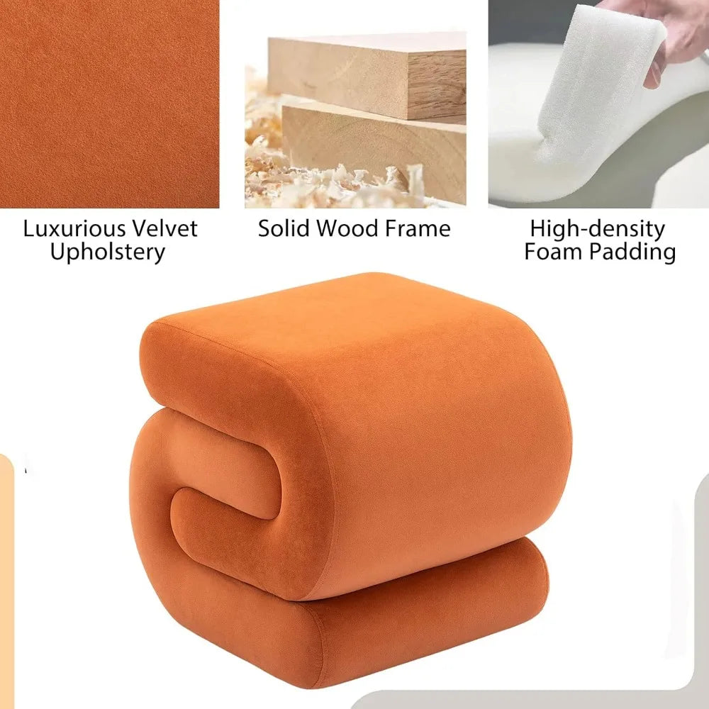HUANZHUANG Velvet Vanity Stool Modern S Shaped Footrest