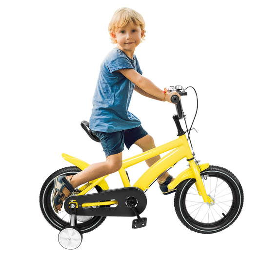 Fork Kids Bicycle With Training Wheels Dual Brakes Durable