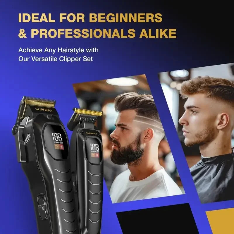 SUPRENT PRO The Black Scorpion- Professional Hair Clipper for Men-Rechargeable Heavy-Duty Motor Hair Cutting Kits with Display