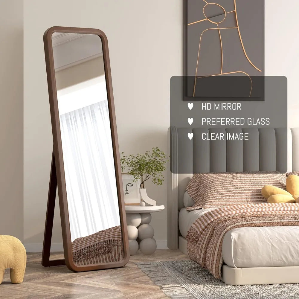 Elegant Wooden Full-Length Mirror for Bedroom Vanity and Decor