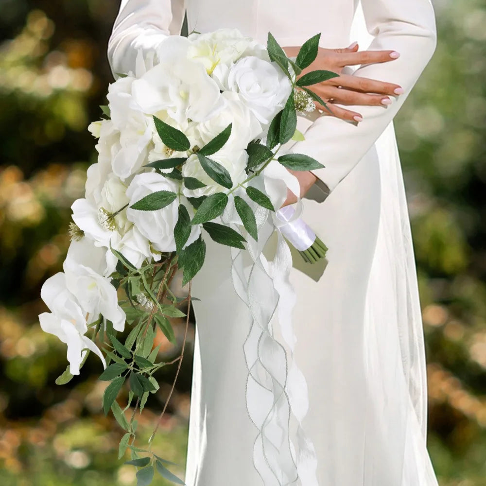 Bridal Bouquet Cascading, Wedding Bouquets for Bride, Bride Bouquets for Wedding Ceremony and Anniversary Artificial