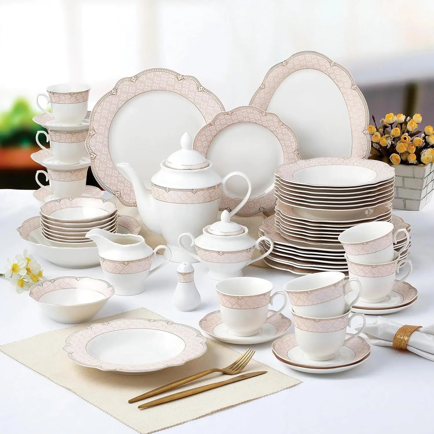 57-pc Banquet Dinnerware Set, Luxury Tableware Dining Service for 8 Acetochlor  Acetazolamide