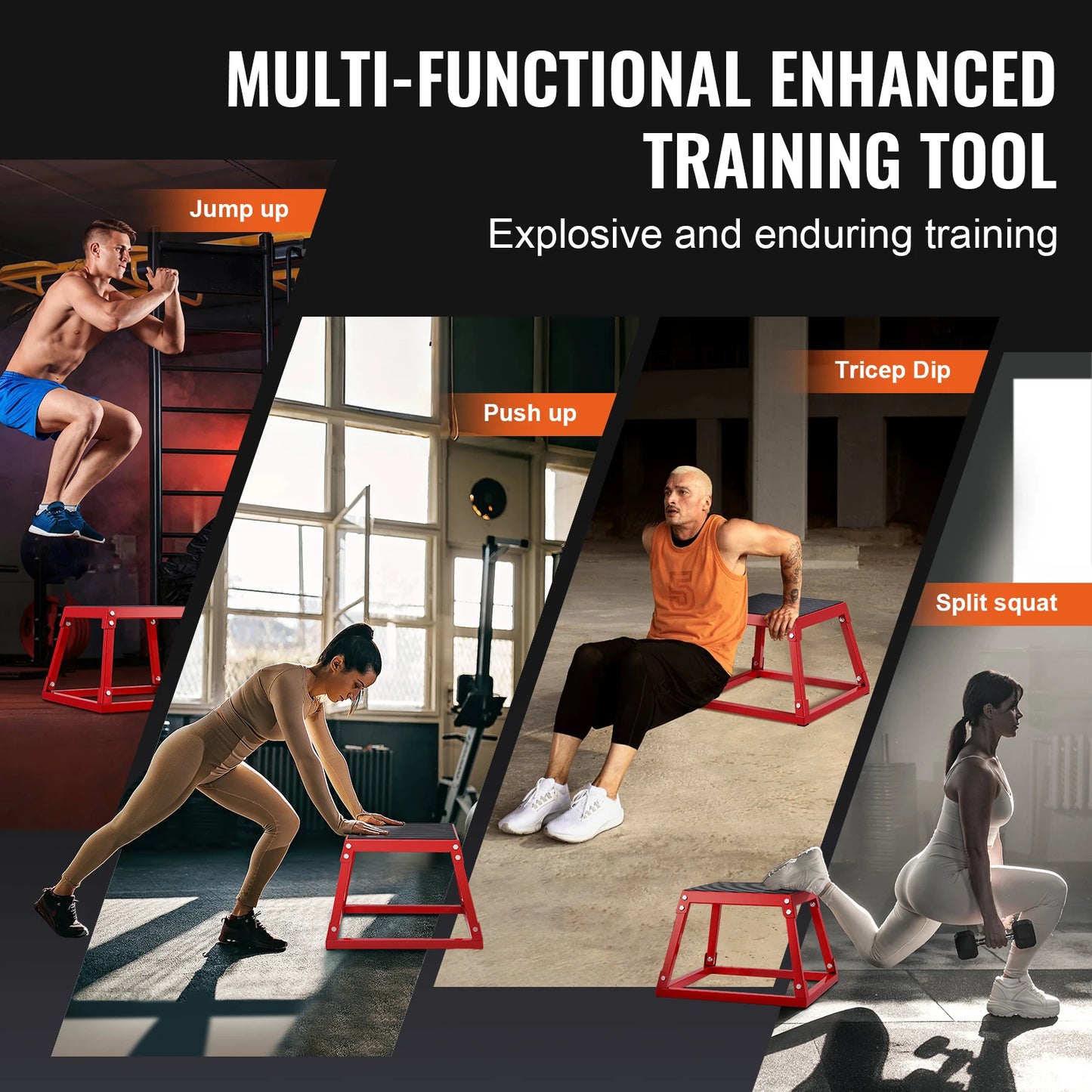 SucceBuy 12/18 Inch  Jump Box Anti-Slip Fitness Exercise Step Up Box For Home Gym Training Conditioning Strength Training