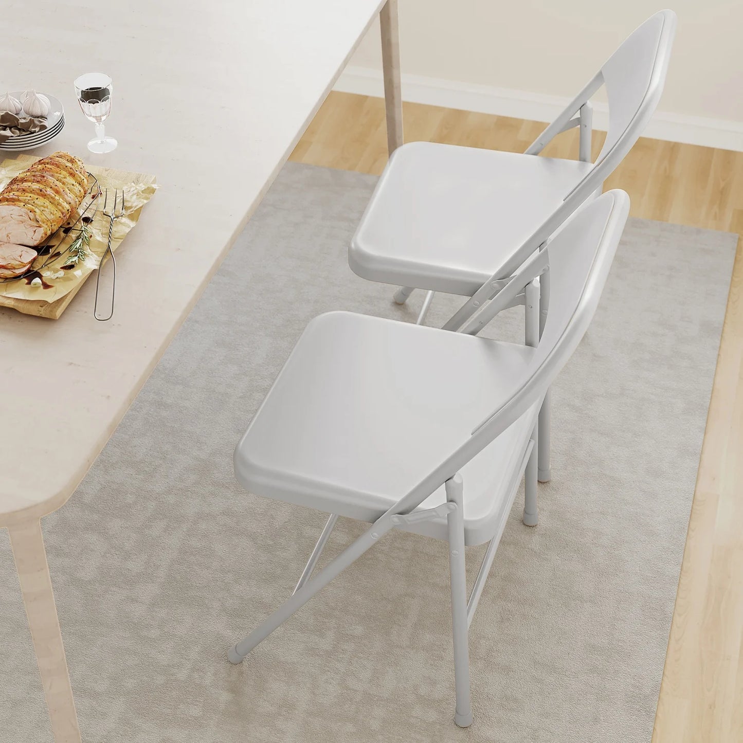 2/4 Piece Folding Chairs for Outdoor Indoor, Portable Stackable Seat with Steel Frame for Events Office Wedding Party