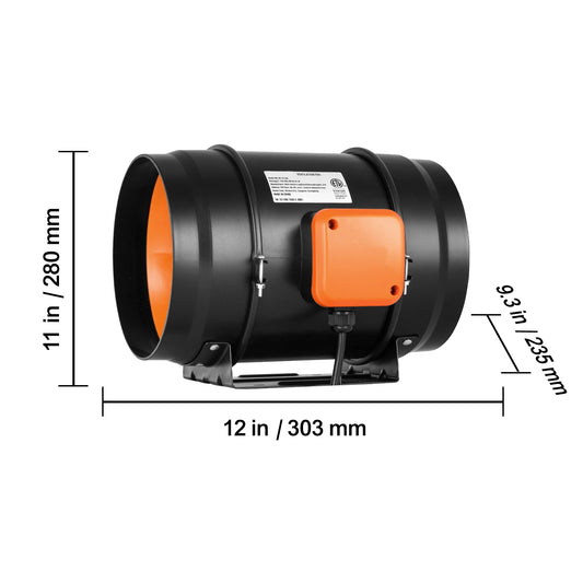 SucceBuy Inline Duct Fan EC-motor Ventilation Exhaust Fan with Temperature Humidity Controller for Cooling Booster Grow Tents