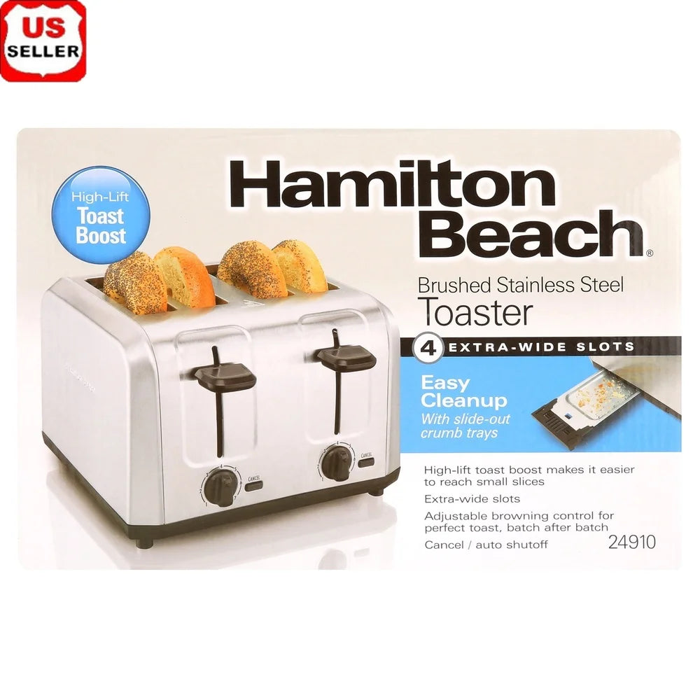 XMSJ Brushed Stainless Toaster With Extra Wide Slots