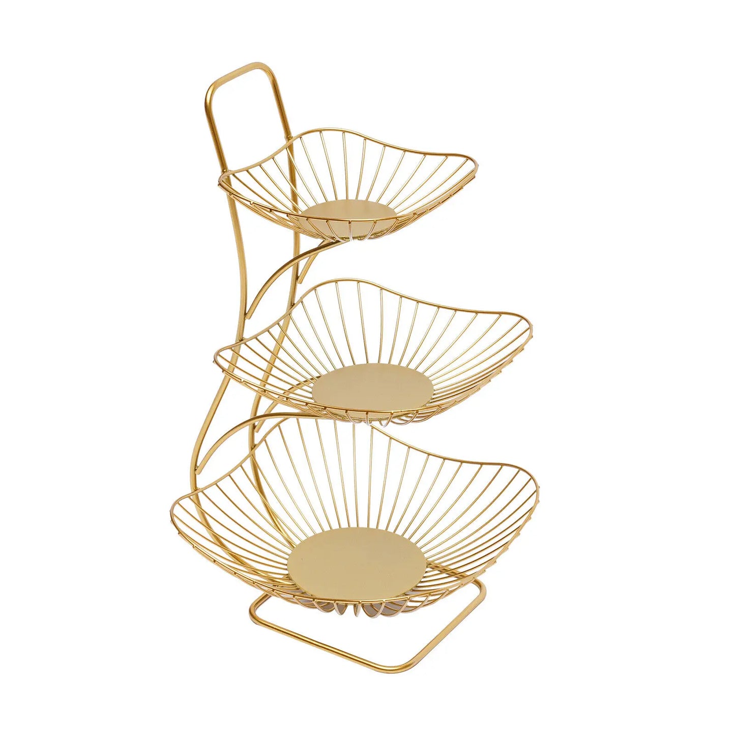 3-Tier Fruit Basket Bowl, Gold Metal Kitchen Storage Rack for Vegetables, 44.6CM