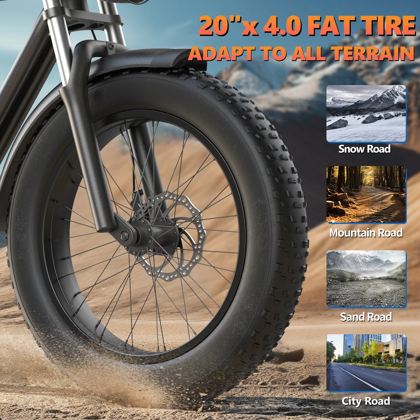 Kickwey K7 Electric Mountain Fat Tire Bicycle 1500W 48V