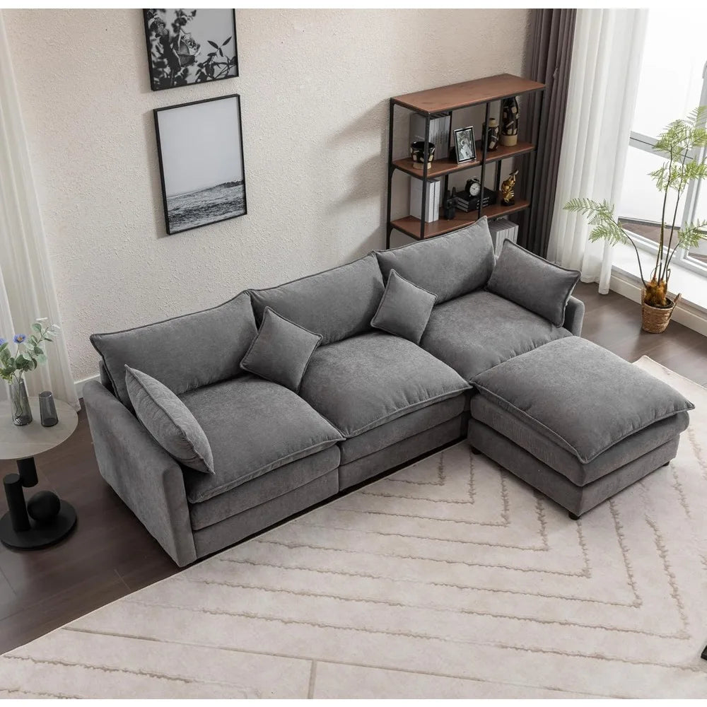 100.39" Sectional Sofas for Living Room, Modular L-Shaped Sectional Sofa with Moveable Chaise Modern Deep Seat Couches