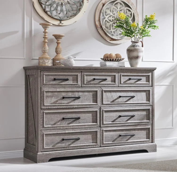 Farmhouse 5 Drawer Dresser For Bedroom, 36 Inch Tall Modern Chest Of Drawers, Rustic Wood Storgae Organizer With Large Drawers &