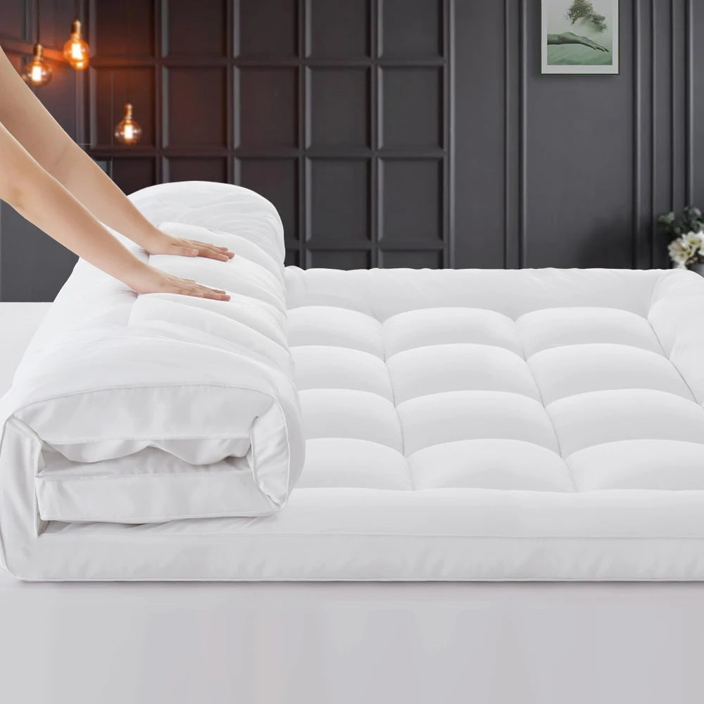 Mattress Topper Extra Thick Mattress Pad Cover for Back Pain, Cooling Mattress Protector, Overfilled Down Alternative Filling