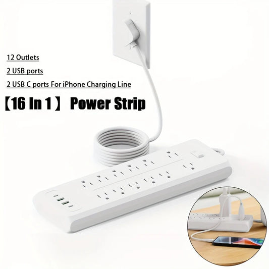Multi-Outlets Power Strip with USB Fast Charging and Surge Protection