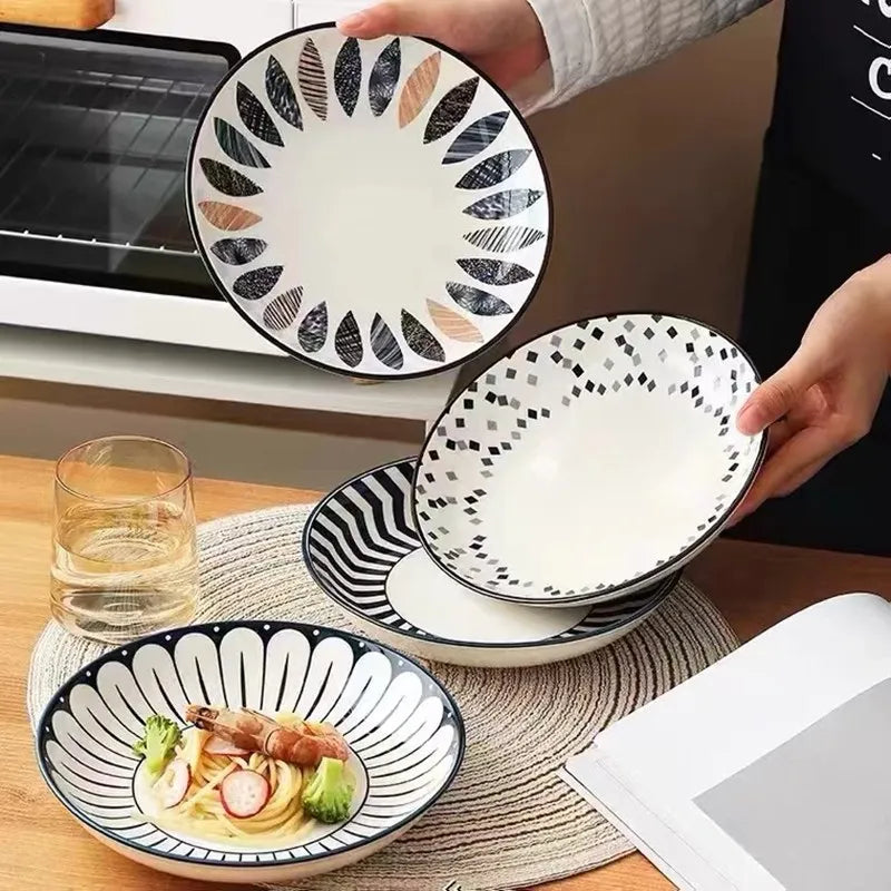 Round Ceramic Plate Set - Elegant Plate Set for Dining