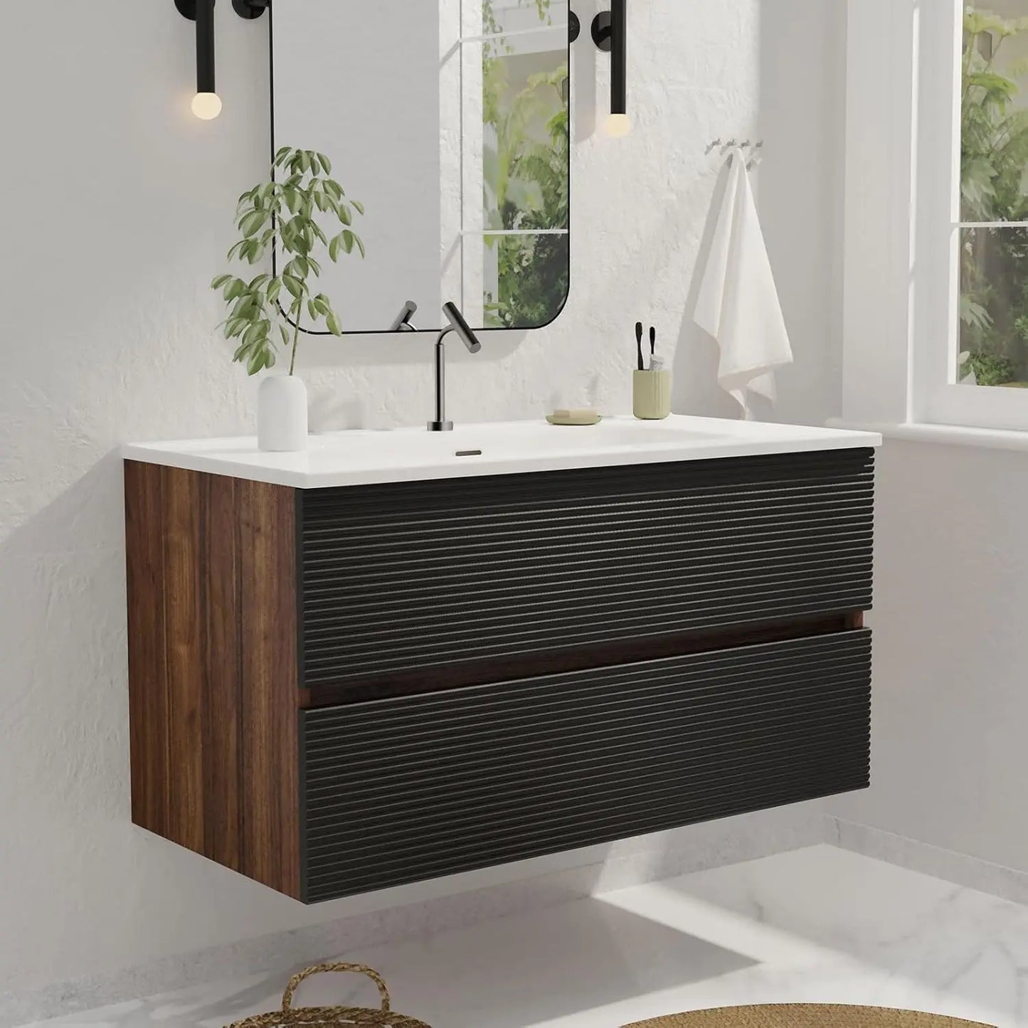 36'' Floating Bathroom Vanity with Sink Combo, Modern Bathroom Cabinet with 2-Soft Close & Large Storage Drawers, for Bath