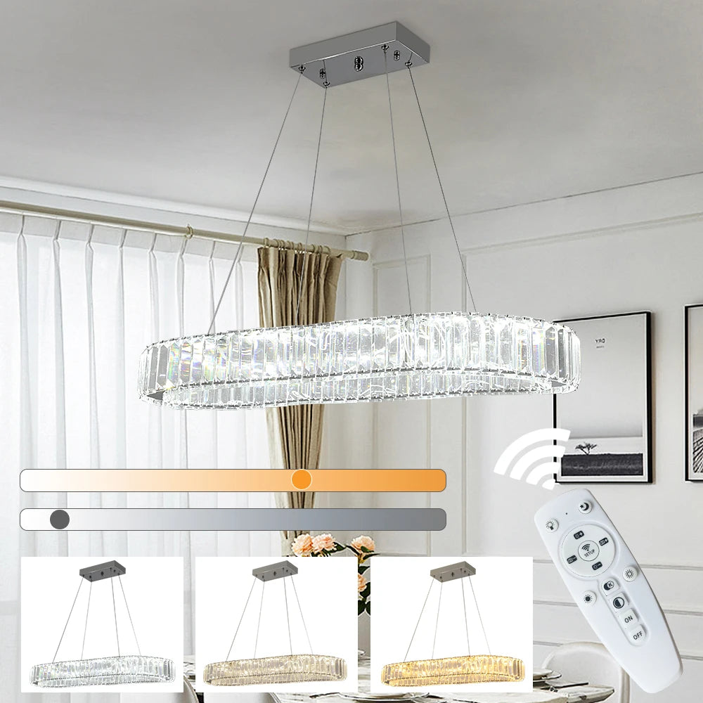 Led Oval Pendant Light Modern Kitchen Island Chandelier Hanging Ceiling Lamp Dining Table Living Room Crystal Decor Lutre Fixtur