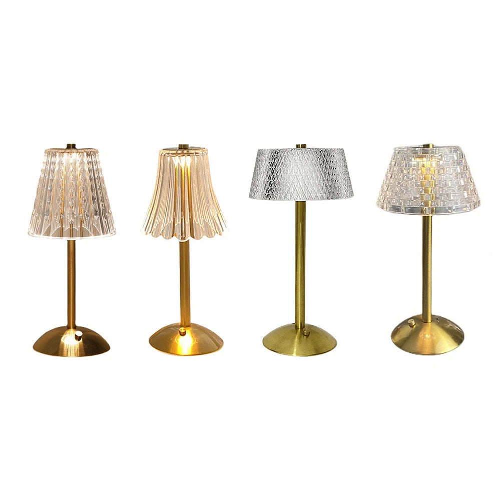 3 Colors LED Crystal Table Lamp Dimmable Bedside Night Light Rechargeable Romantic Wireless Creative for Bedroom Living Room