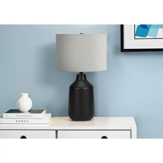 Contemporary 24" Table Lamp - Black Concrete Base & Grey Shade - Modern Lighting Solution for Home Décor