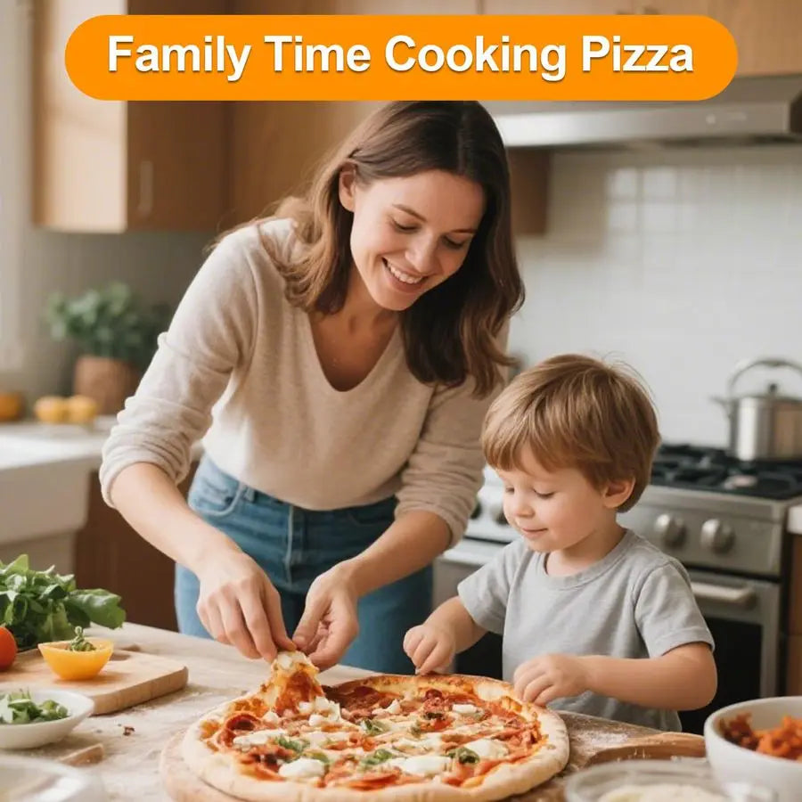 Oven Indoor, 12 Inch Retro Pizza Maker, Rapid Heating 800F, 1200W Glazed Ceramic Stone Electric Pizza Cooker, Twobutton Precise