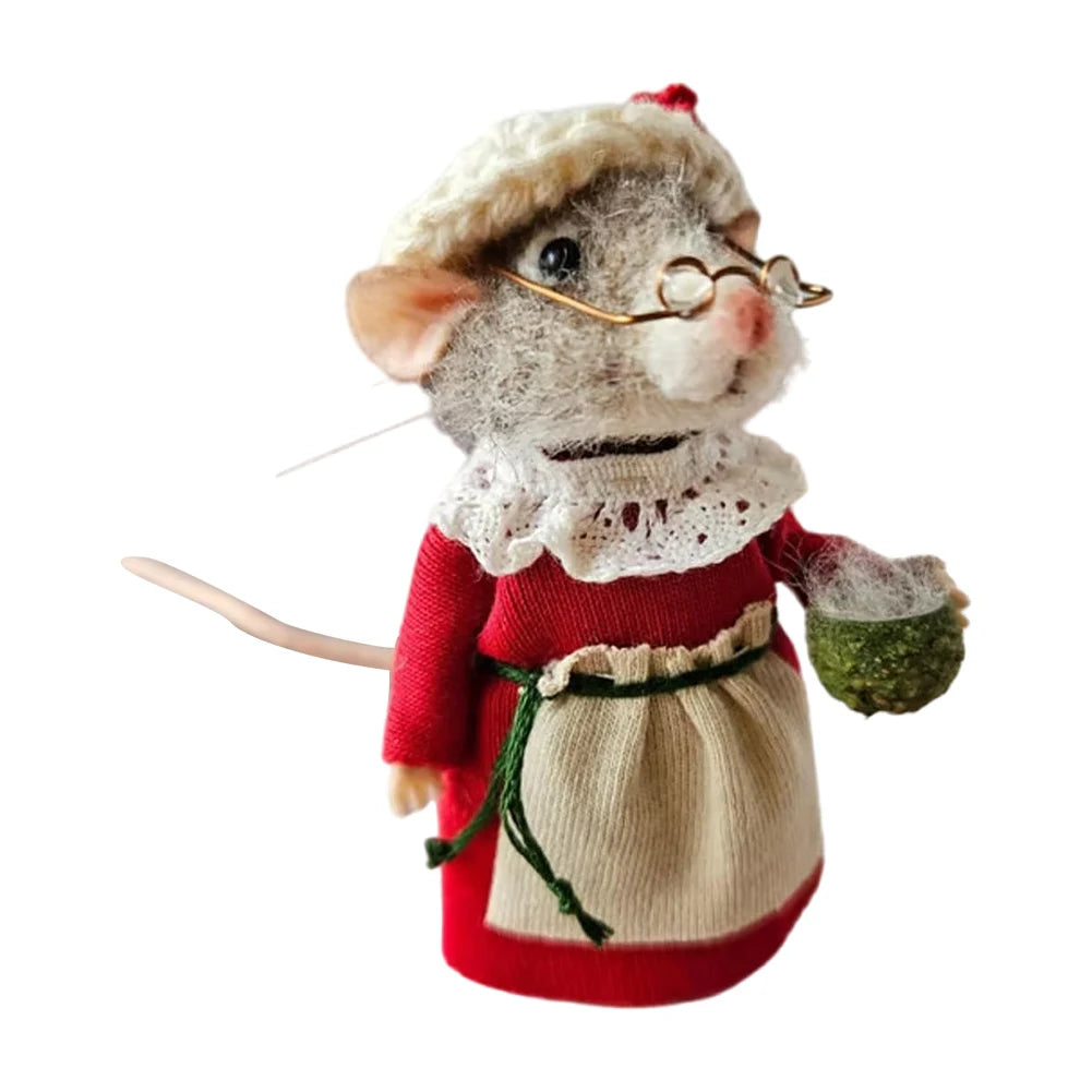 Mouse Doll Christmas Needle Felted Mouse Craft Decoration Needle Felted Christmas Cute Needle Felted Mouse Handmade Wool Felted