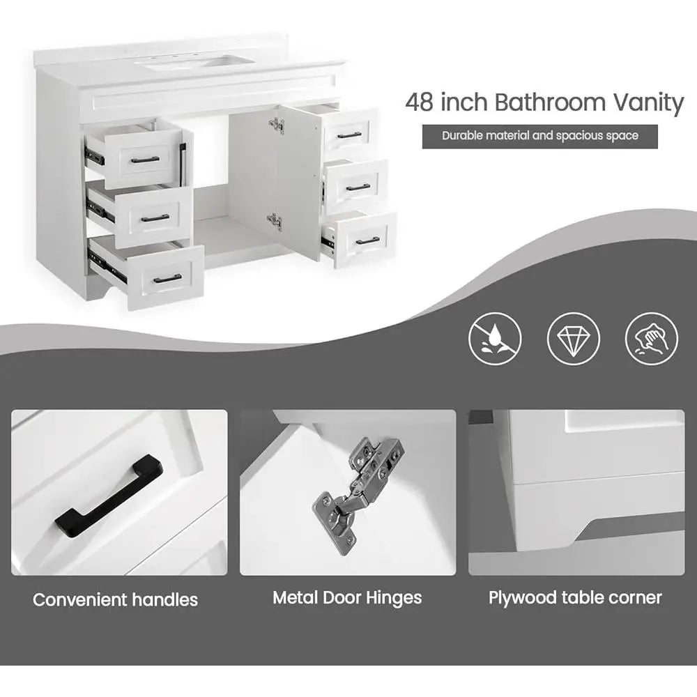 XMSJ Modern Bathroom Vanity With Engineered Marble Sink