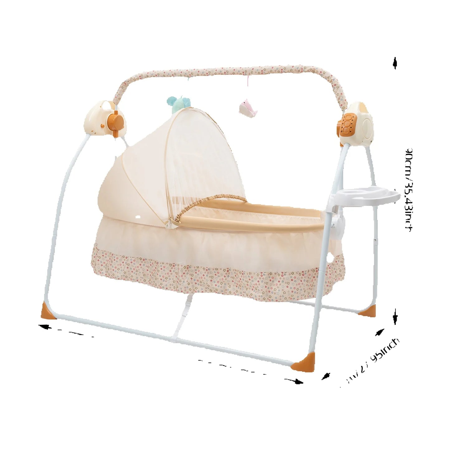 Electric Baby Crib Cradle, 0-18 MonthsInfant Bed Auto Swing with Remote Control/Music 25KG Capacity Foldable Baby Bassinet Khaki