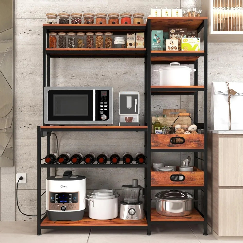 Two-Piece Sideboard Buffet Cabinet Set with 59 Storage and Adjustable Shelves, Accent Storage Cabinet for Home Dining Room