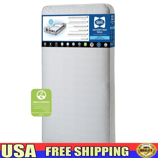 Ultra-Premium 2-Stage Antibacterial Baby Crib Mattress 204 Coil Waterproof Extra Firm Toddler Bed Sleep Surface GREENGUARD