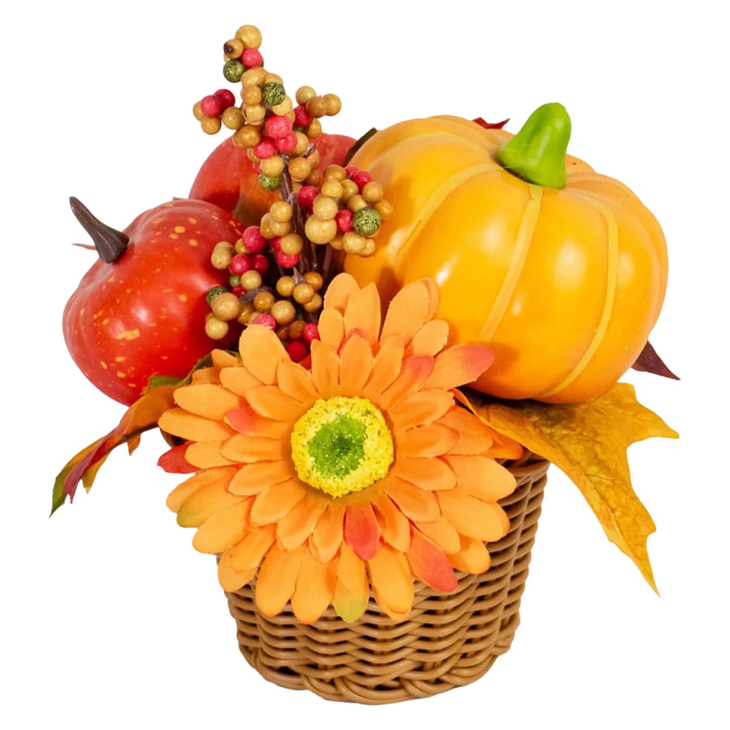 Fall Harvest Centerpiece Decorative Pumpkin and Sunflower Arrangement for Thanksgiving Dinner Table Display