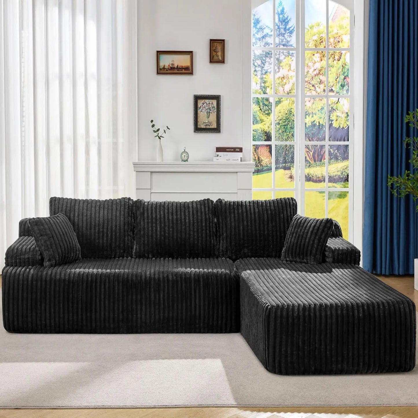 96“ Modular Sectional Sofa Couches L-Shape Couch 3 Seat Modular Sofa Memory Foam Sectional Couches for Living Room, Cloud Couch
