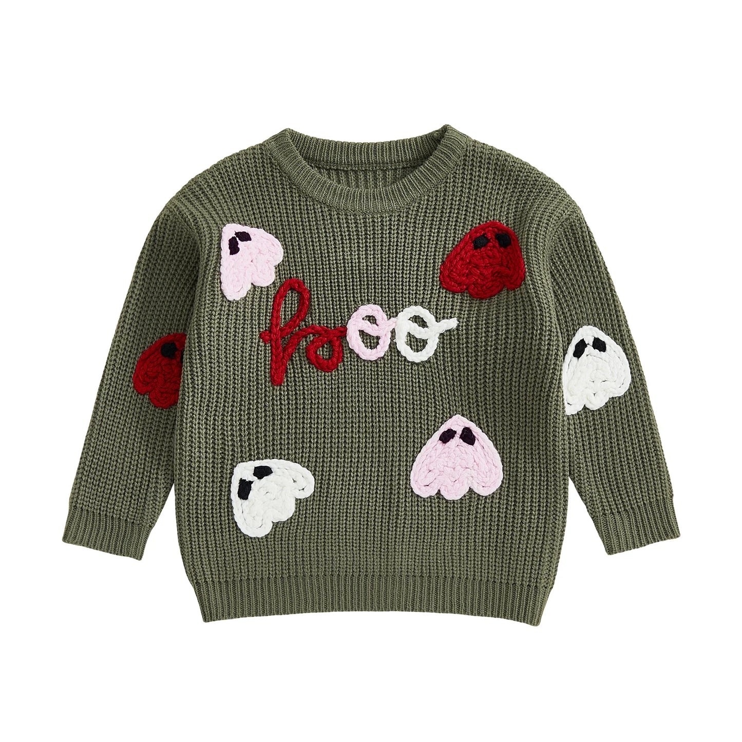 Spooky Halloween Sweater with Pumpkins and Bats Knitted Long Sleeve Crew Neck Pullover for Kids Boy Girl