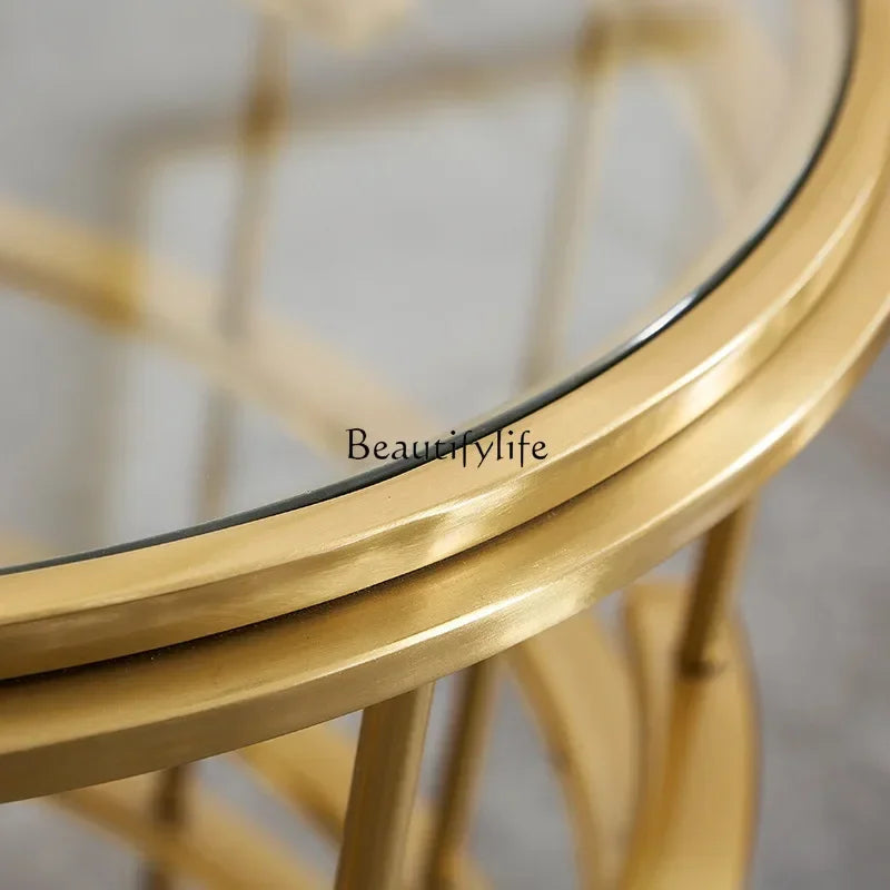 LJY*light luxury corner few stainless steel gold-plated living room few