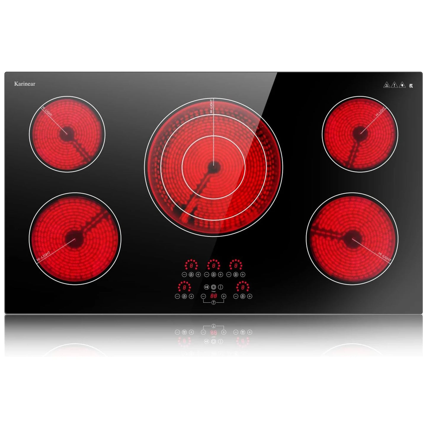 Karinear Electric Ceramic Cooktop Five Burners With Timer