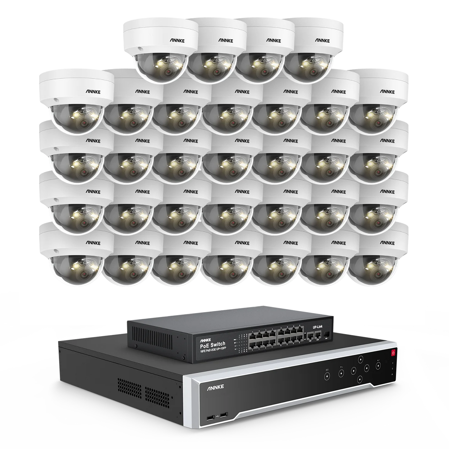Annke 32CH NVR 12MP HD IP Security Camera Poe 6K Dual Light Audio Fixed Video Surveillance Human Vehicle Detection CCTV System