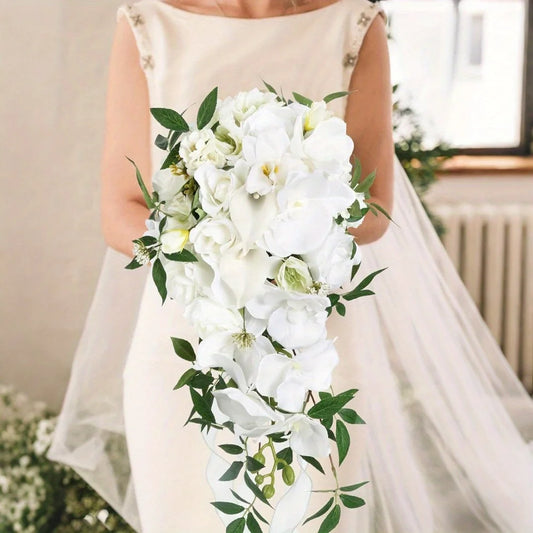 Bridal Bouquet Cascading, Wedding Bouquets for Bride, Bride Bouquets for Wedding Ceremony and Anniversary Artificial